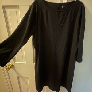 Black Cotton Long Sleeve Dress